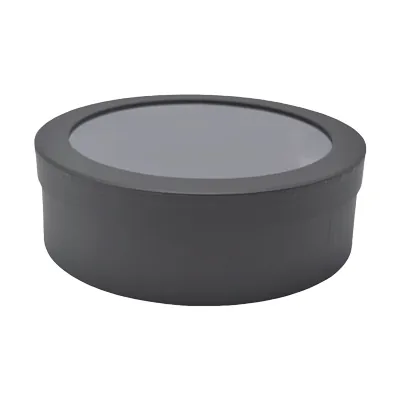 Boîtes rondes noires fenêtre 25x8cm – Paquet de 4 - Boites cloches-3