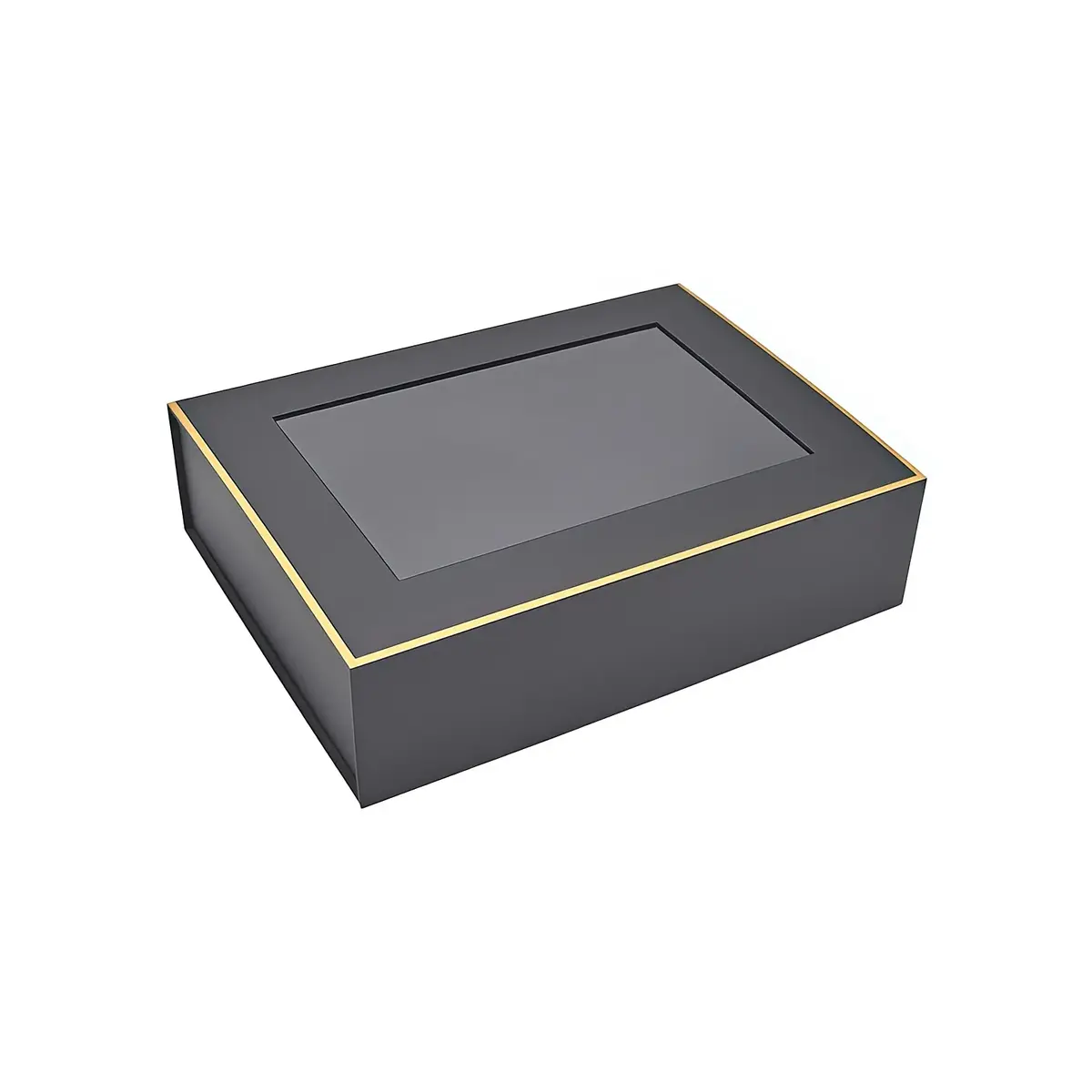Boîtes aimantées noires liseré or fenêtre 30,6x23x8cm – Paquet de 5 - Boites aimantées