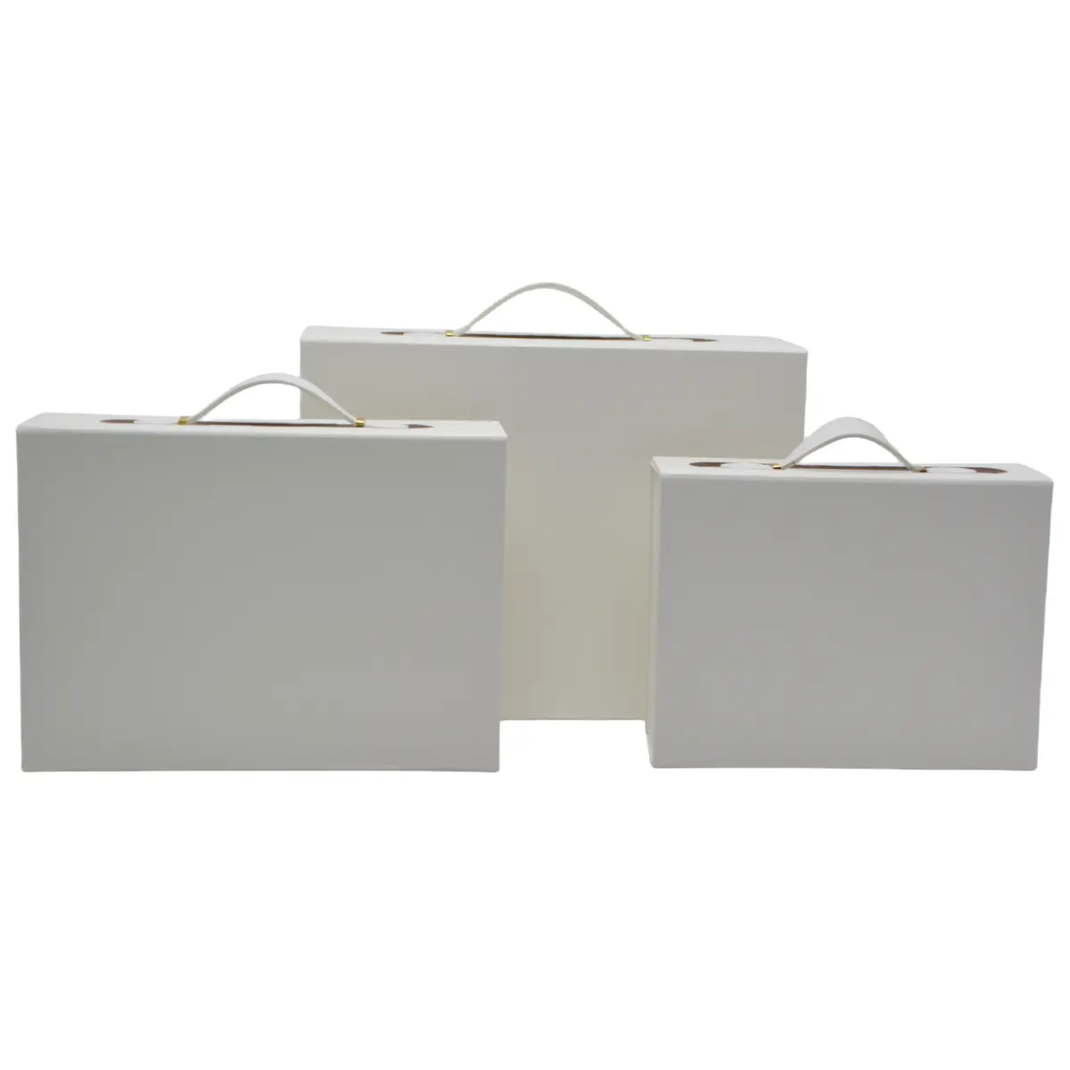 Boîte cadeau carton blanche avec poignée 24x18,2x8cm – Paquet de 5 - Boites carton avec poignée-2