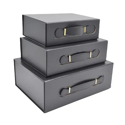 Boites cadeau carton noires avec poignée 28,2x20,2x9,2cm – Paquet de 5 - Boites carton avec poignée-2