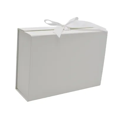 Boites cadeau carton blanches avec ruban 20x18,2x8cm – Paquet de 5 - Boites cadeaux carton pliables-1