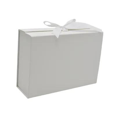Boites cadeau carton blanches avec ruban 28,2x20,2x9,2cm – Paquet de 5 - Boites cadeaux carton pliables-1
