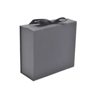 Boites cadeaux carton pliables noires avec ruban 33,5x26x15cm – Paquet de 5 - Boites cadeaux carton pliables-1