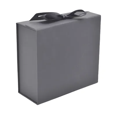 Boites cadeaux carton pliables noires avec ruban 39x28x17,5cm – Paquet de 5 - Boites cadeaux carton pliables-1