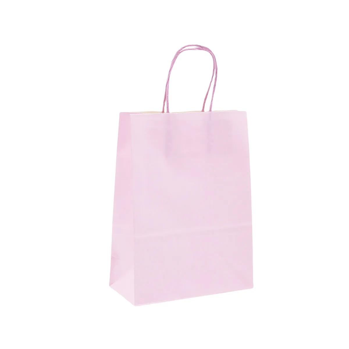 Sac kraft rose pastel poignées torsadées 12+6x15 cm 117g/m² – Paquet de 100 - Sacs kraft couleur poignées torsadées