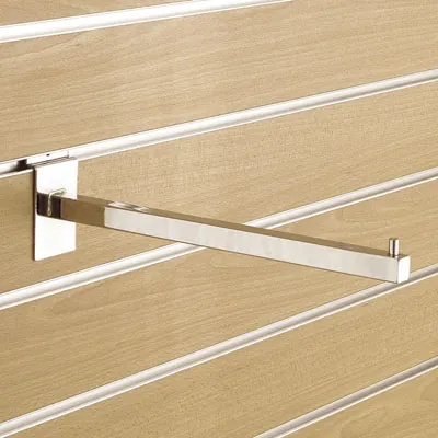 Bras droit pour fond rainuré L 40 cm métal chromé tube carré 17 x 17 mm - Bras-1