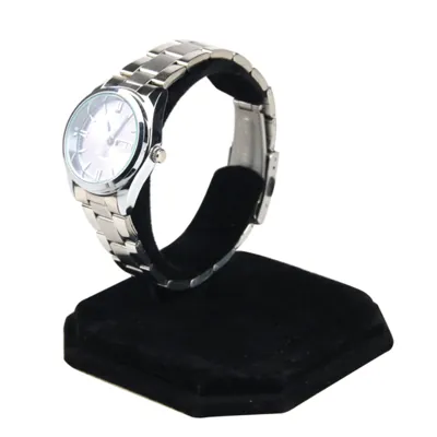 Présentoir montre floqué noir - Présentoirs bracelets et montres-1