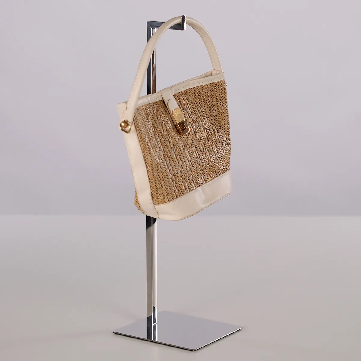 Présentoir réglable porte sac en L H 35 à 60 cm métal chromé - Présentoir sac à main - Présentoirs sacs et portefeuilles-1