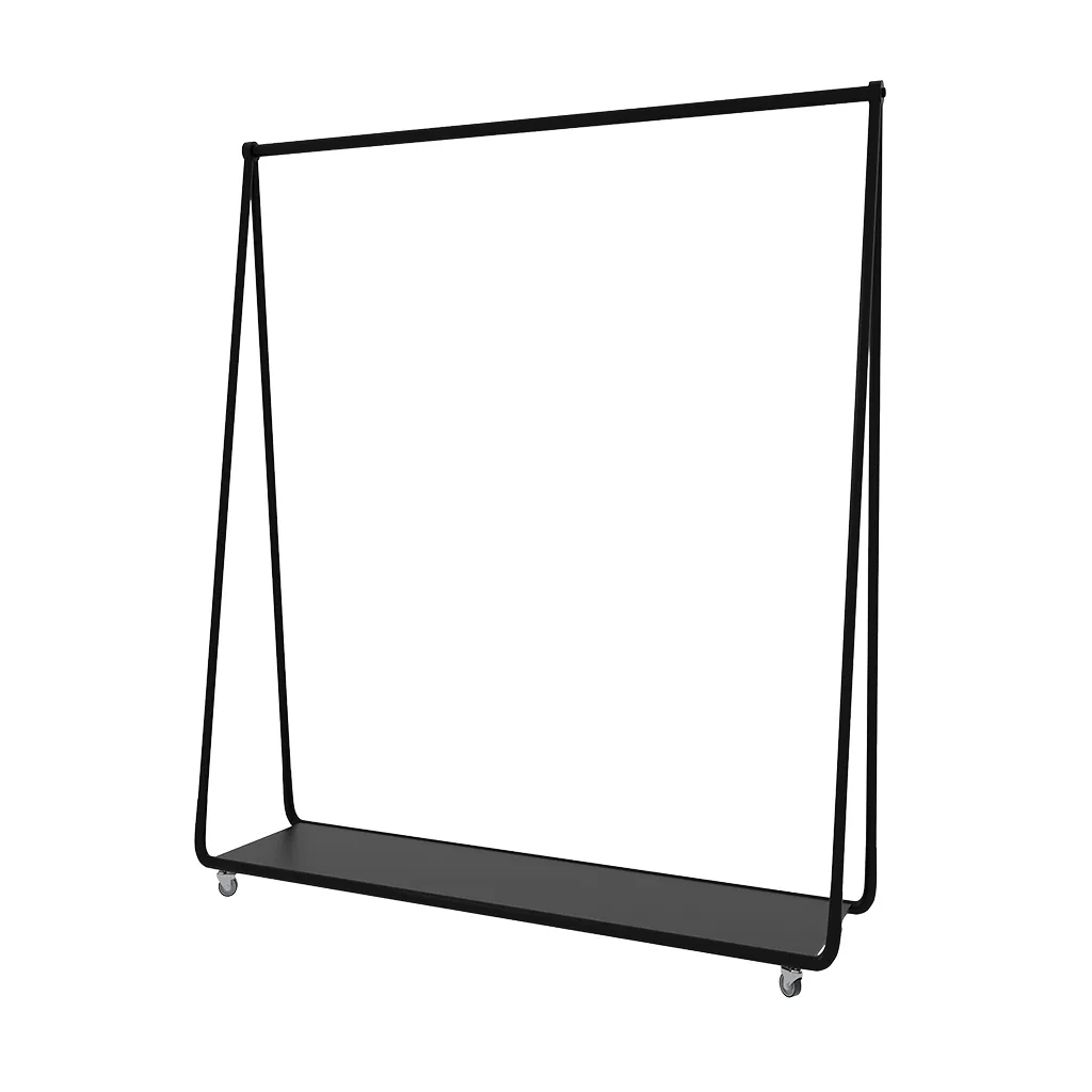 Portant vêtement design droit fixe noir avec 1 étagère 120 x 40 x H 160 cm - Portants à vêtements droits