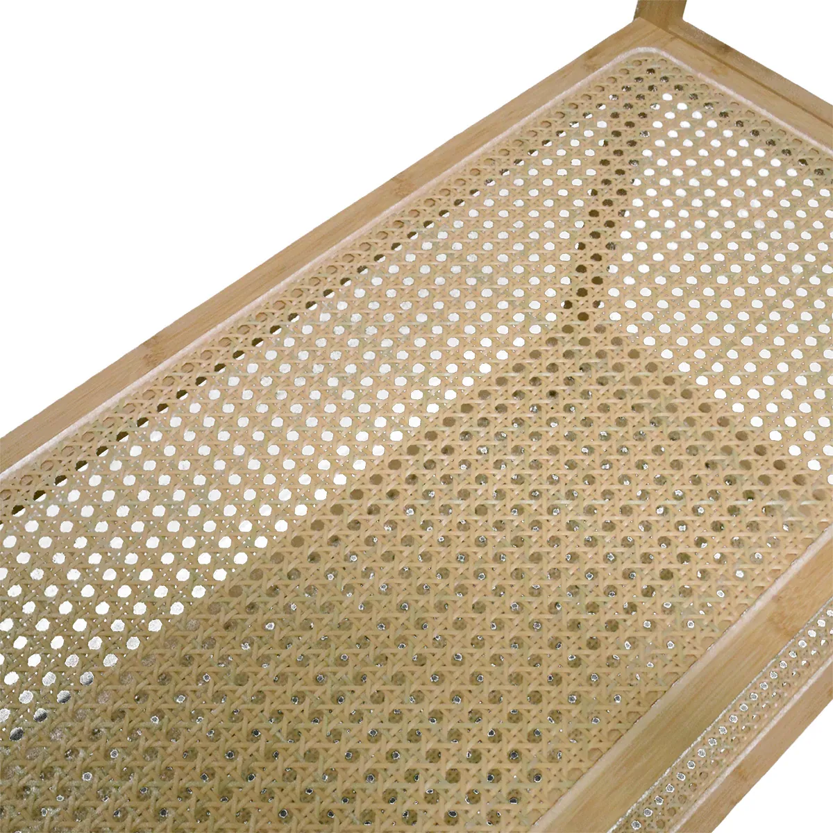 Portant vêtement bambou 100 x 48 x 170 cm avec 2 tablettes cannées – Portant penderie - Portants à vêtements droits-2