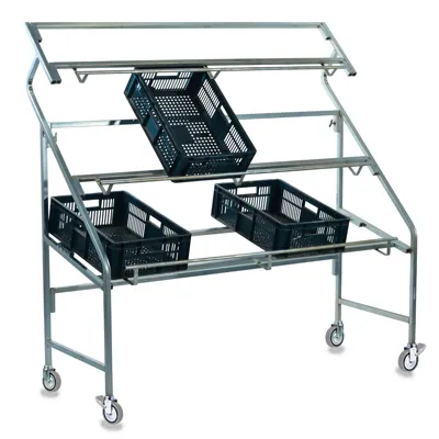Étalage pour marché – Présentoir cagettes 3 niveaux largeur 129 cm avec roulettes - Tables de marché, étals de marché-1