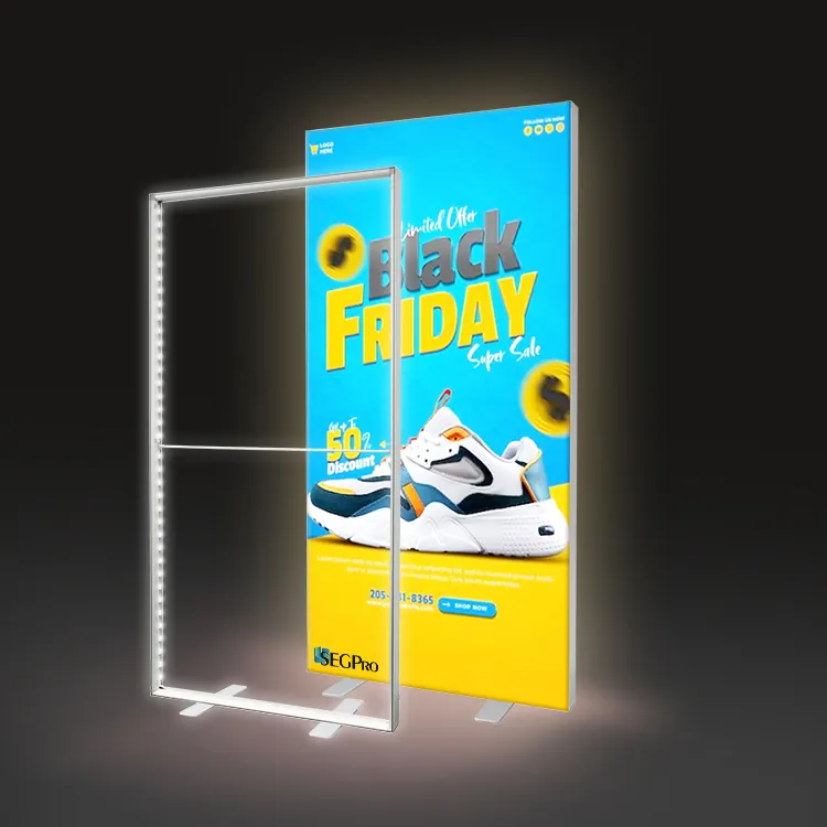 Totem lumineux LED pliable 100 x 200 cm – Panneau lumineux - Mur d’expo LED - Vitrines d'affichage-2