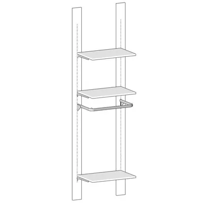 Moulure bois avec crémaillère centrale 12 x 240 cm pas de 50 mm - Blanc - Étagère magasin - Ligne Crémawall-1