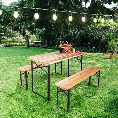 Table brasserie pliante bois / métal 116 x 60 x 75 cm - Tables pliantes, Tables traiteur-2