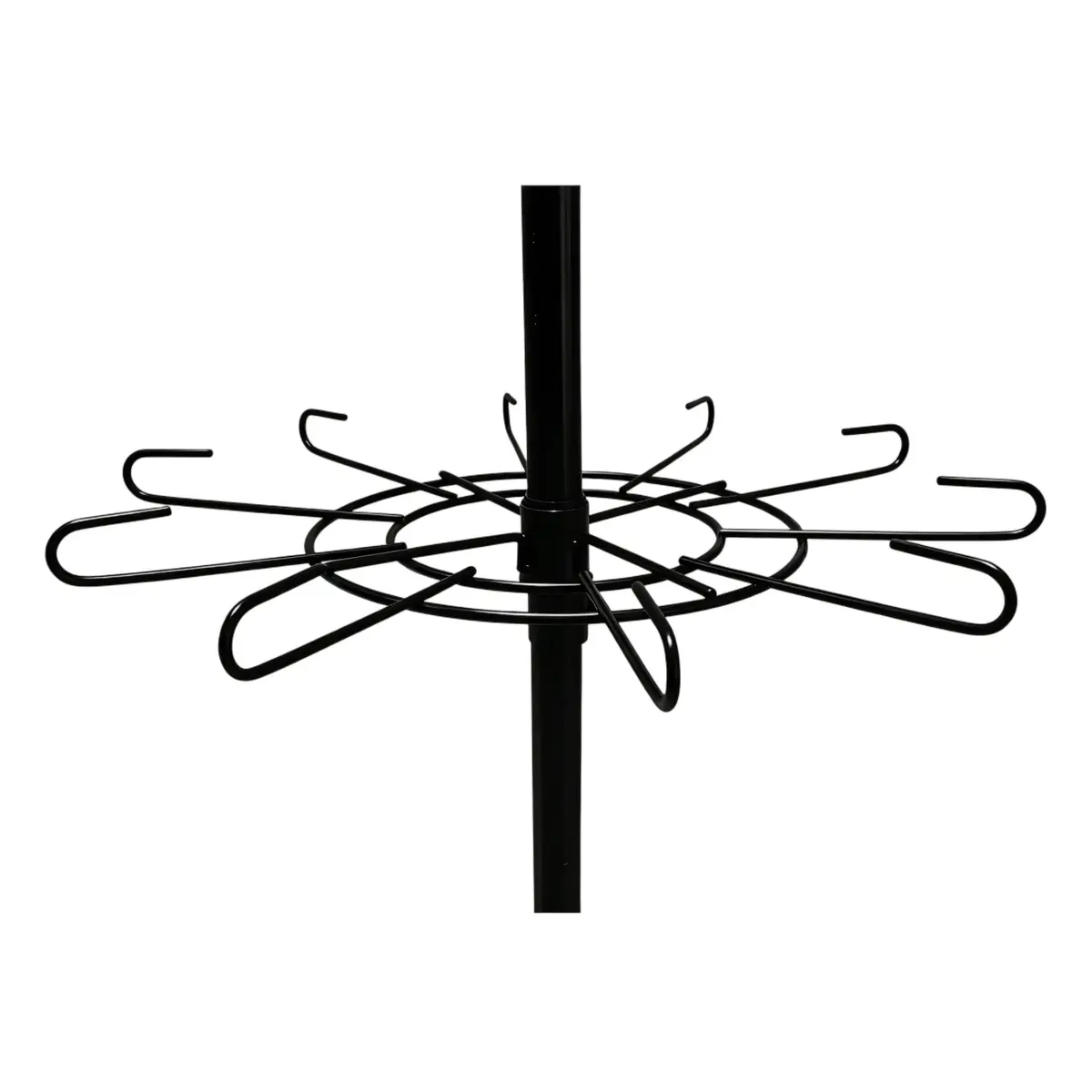 Présentoir tourniquet rotatif métal noir 4 étages 185cm – Support boutique sur roulettes - Présentoirs divers-1