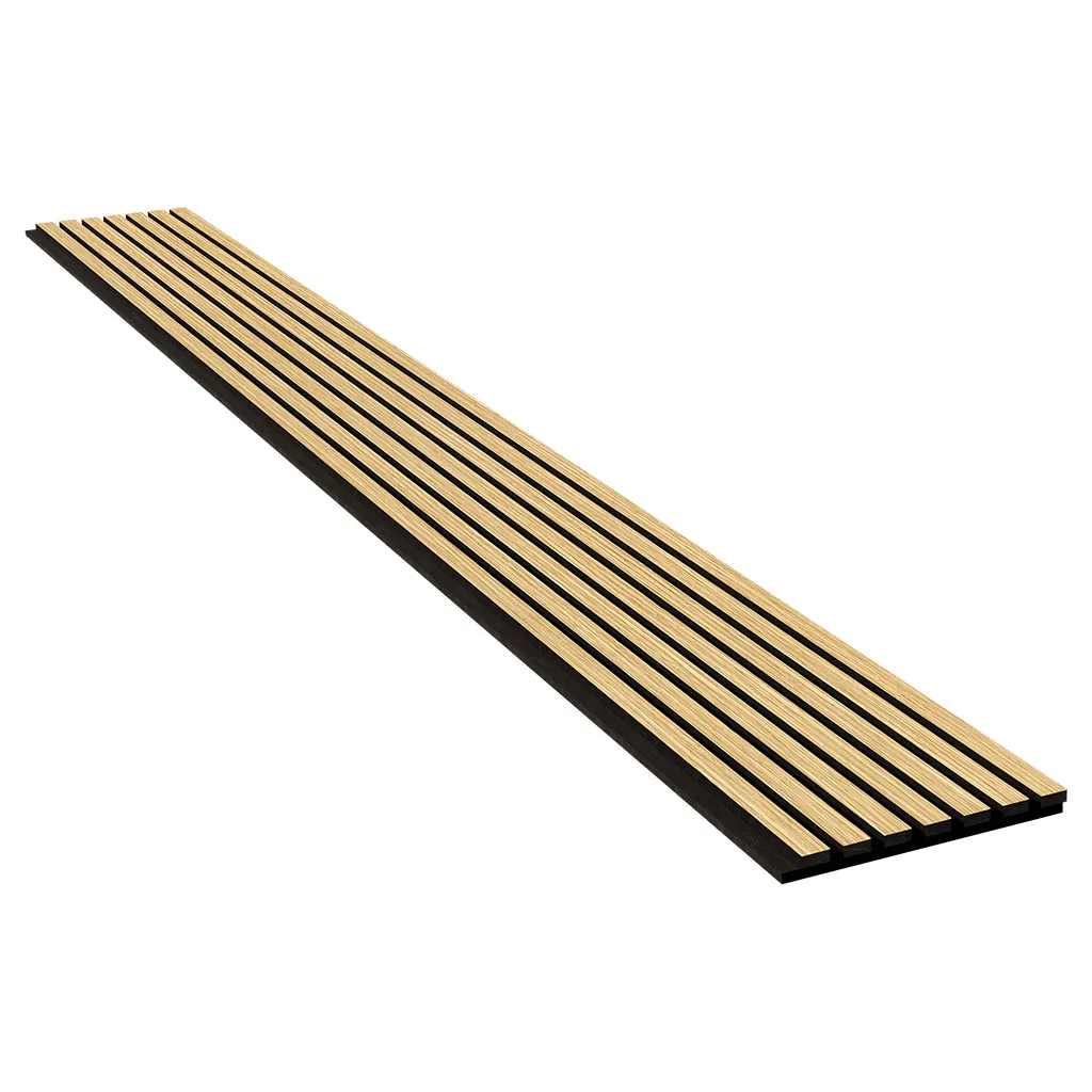Panneau tasseau acoustique mural en MDF chêne naturel 260 × 28 cm - Paquet de 2 - Fonds Bois-2