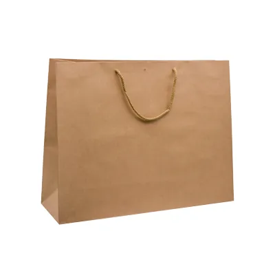 Sacs kraft luxe bruns poignées cordelette 52+16x40 cm 170g/m² – Paquet de 10 - Sacs kraft luxe