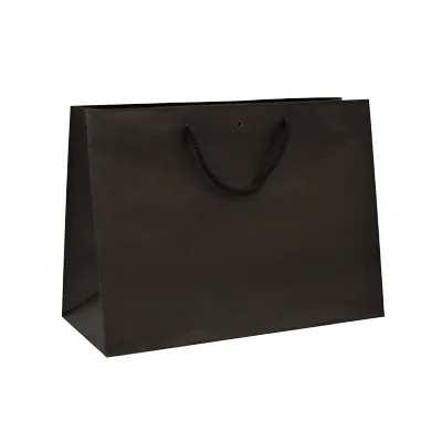 Sacs kraft luxe noirs poignées cordelette 39+18x29 cm 190g/m² – Paquet de 10 - Sacs kraft luxe