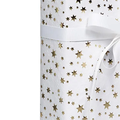 Papier cadeau à effets blanc embossé étoiles dorure à chaud 70 cm x 50 m 80 g/m² – le rouleau - Papiers cadeaux à effets-2