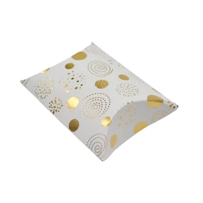 Boîte berlingot blanche motifs dorés 7 x 7 x 3 cm – Paquet de 100 - Boites berlingots