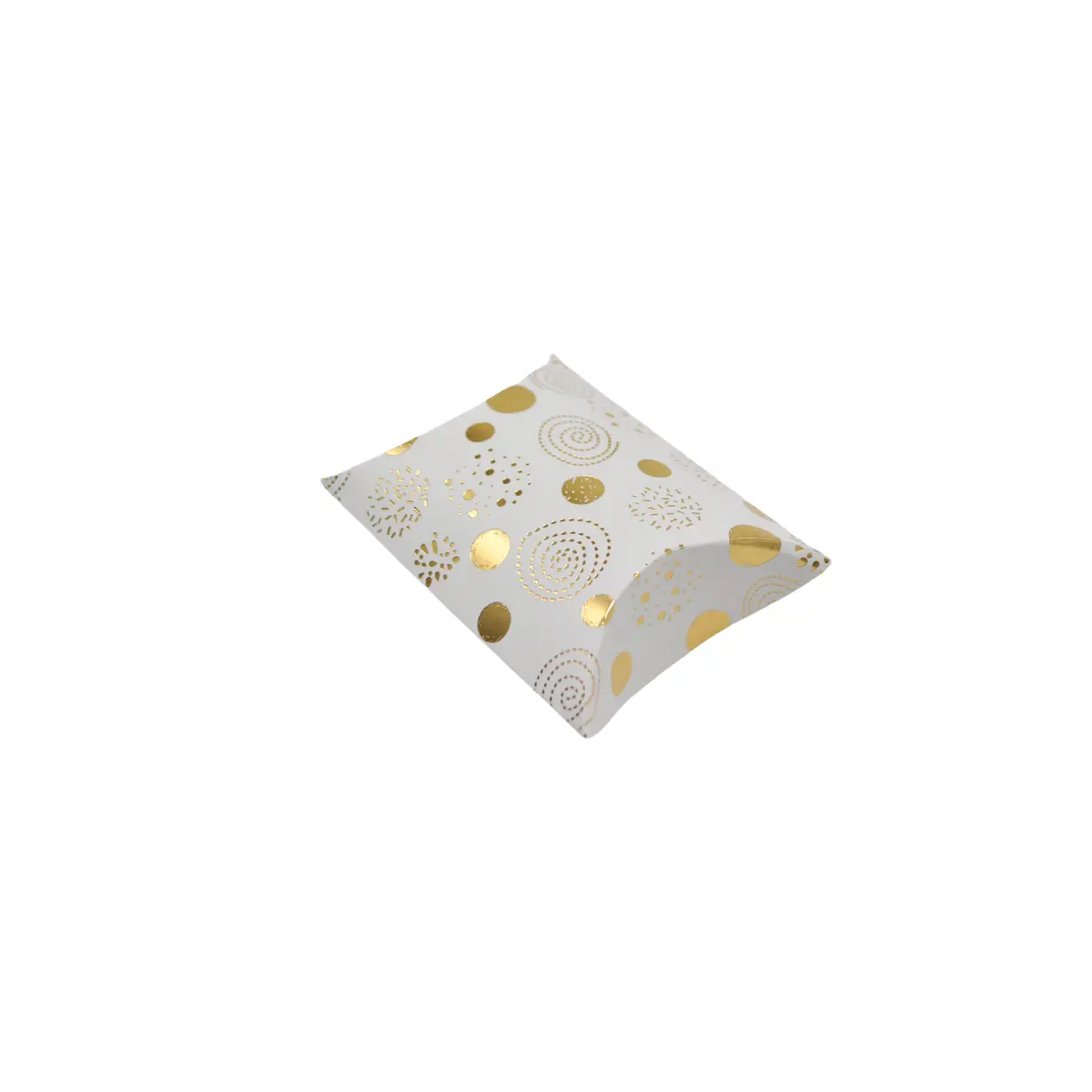 Boîte berlingot blanche motifs dorés 7 x 7 x 3 cm – Paquet de 100 - Boites berlingots