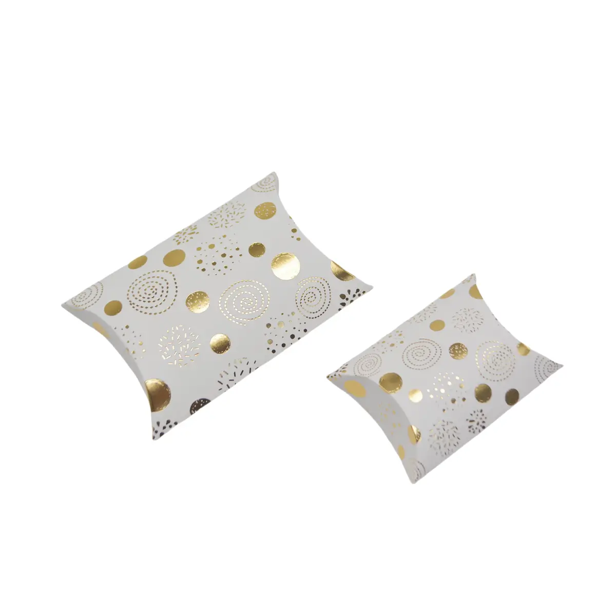 Boîte berlingot blanche motifs dorés 11 x 9 x 3 cm – Paquet de 100 - Boites berlingots-1