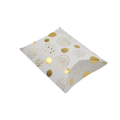 Boîte berlingot blanche motifs dorés 11 x 9 x 3 cm – Paquet de 100 - Boites berlingots