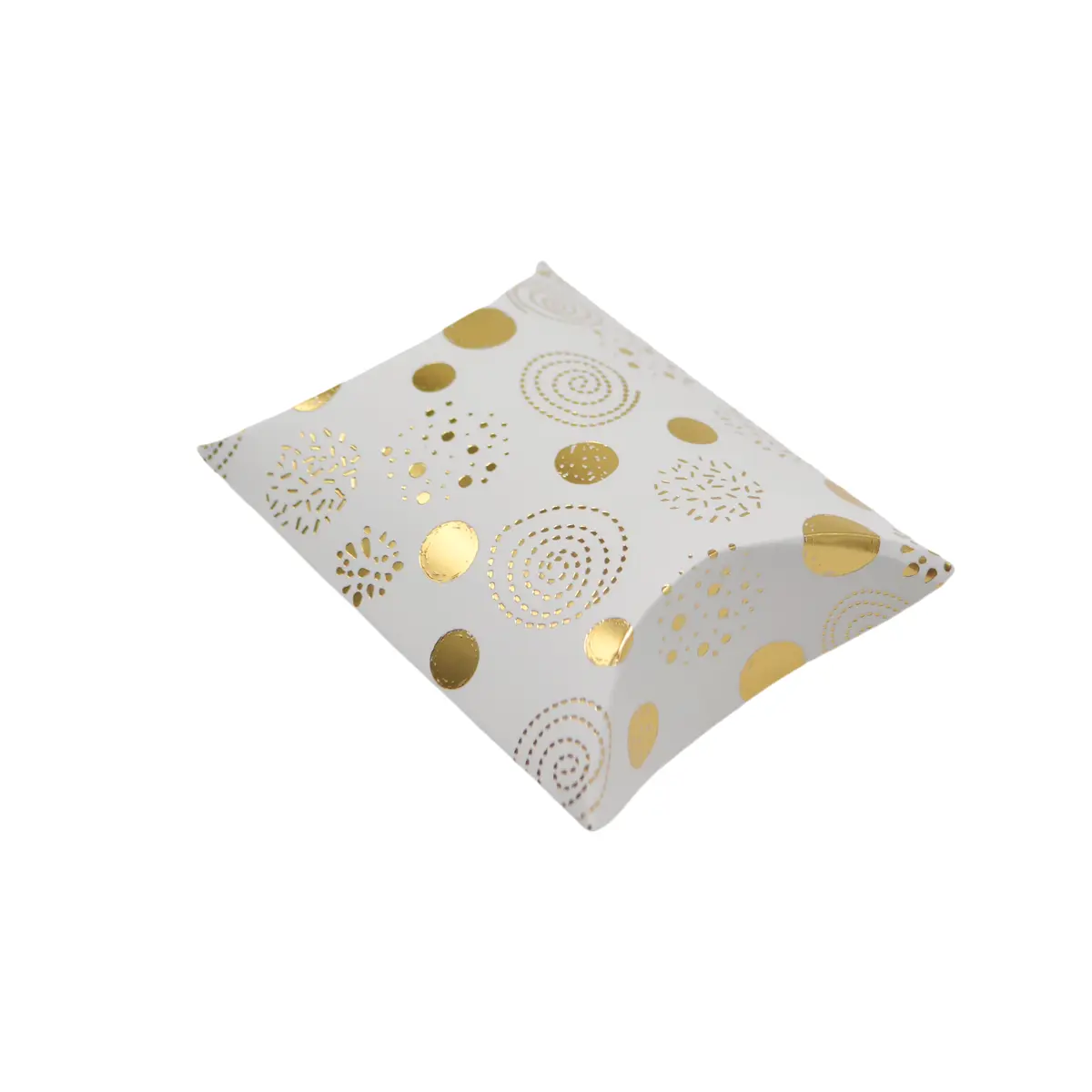 Boîte berlingot blanche motifs dorés 11 x 9 x 3 cm – Paquet de 100 - Boites berlingots