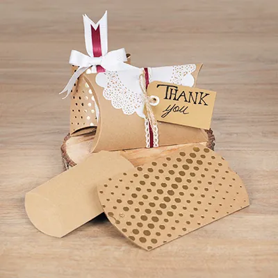 Boîte berlingot carton kraft à pois dorés 7 x 7 x 3 cm – Paquet de 100 - Boites berlingots-2