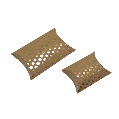 Boîte berlingot carton kraft à pois dorés 11 x 9 x 3 cm – Paquet de 100 - Boites berlingots-1