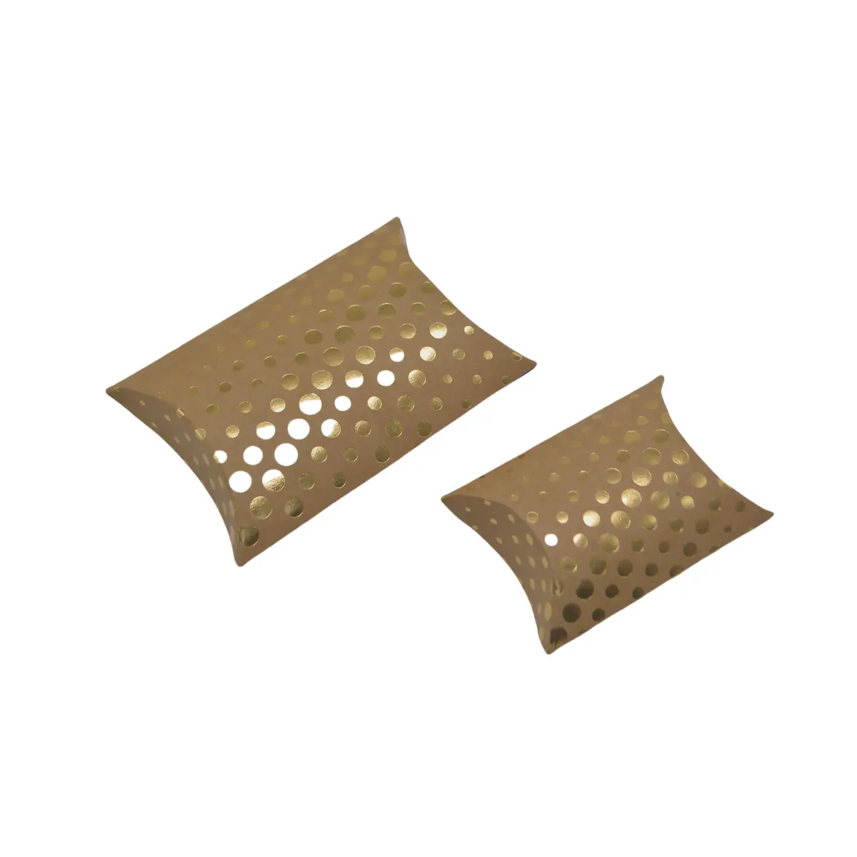 Boîte berlingot carton kraft à pois dorés 11 x 9 x 3 cm – Paquet de 100 - Boites berlingots-1