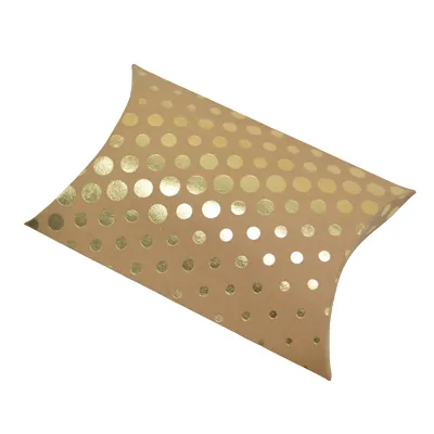 Boîte berlingot carton kraft à pois dorés 11 x 9 x 3 cm – Paquet de 100 - Boites berlingots