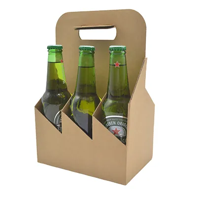Porte-bouteilles carton brun kraft 6 bières hautes - L 19,5 x P 13 cm - Paquet de 20 - Mètres de bières, Emballages pour bouteilles de bières-2