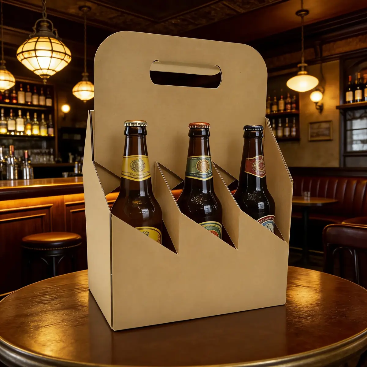 Porte-bouteilles carton brun kraft 6 bières hautes - L 19,5 x P 13 cm - Paquet de 20 - Mètres de bières, Emballages pour bouteilles de bières-3