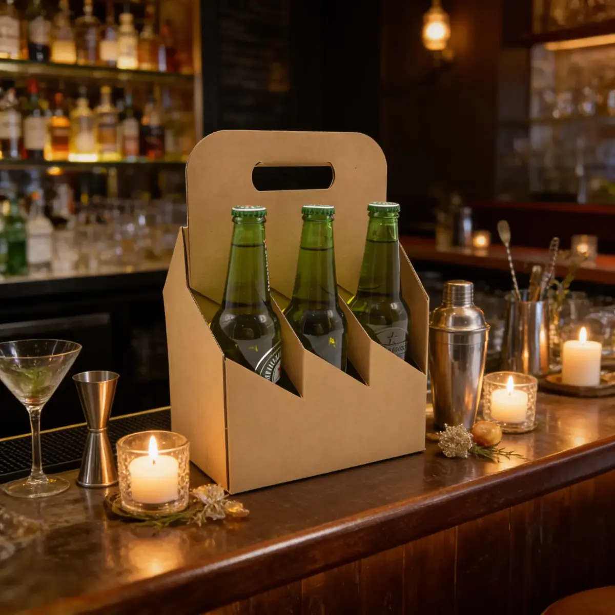 Porte-bouteilles carton brun kraft 6 bières hautes - L 19,5 x P 13 cm - Paquet de 20 - Mètres de bières, Emballages pour bouteilles de bières-4