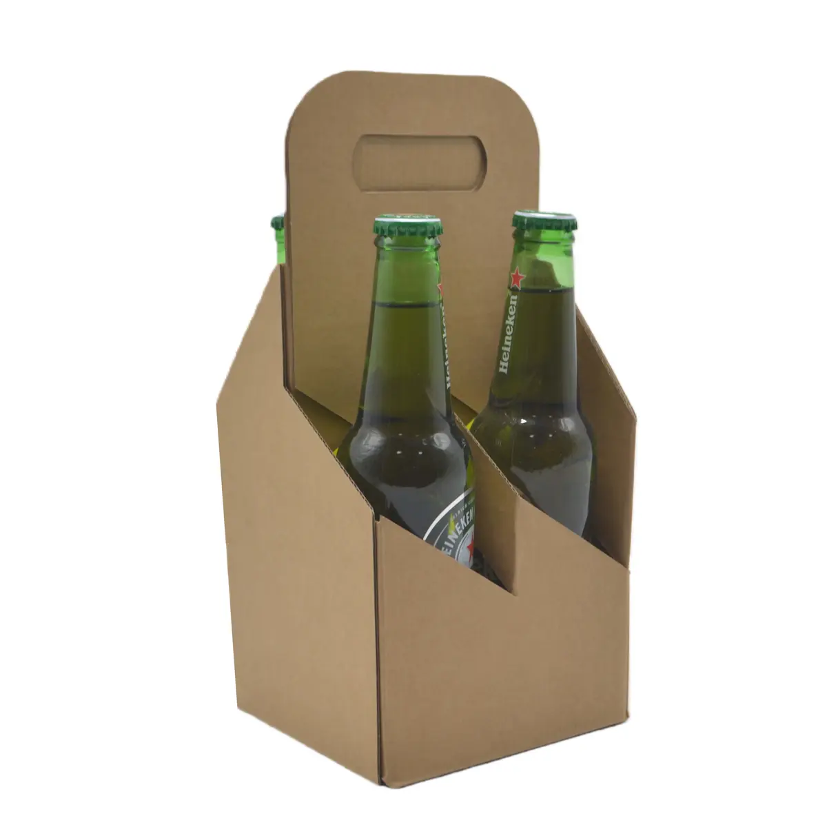 Porte-bouteilles carton kraft 4 bières 33 cl 13 x 13 x 29 cm - Boîte bouteilles de bière - Panier bières - Brun - Lot de 20 - Mètres de bières, Emballages pour bouteilles de bières-1