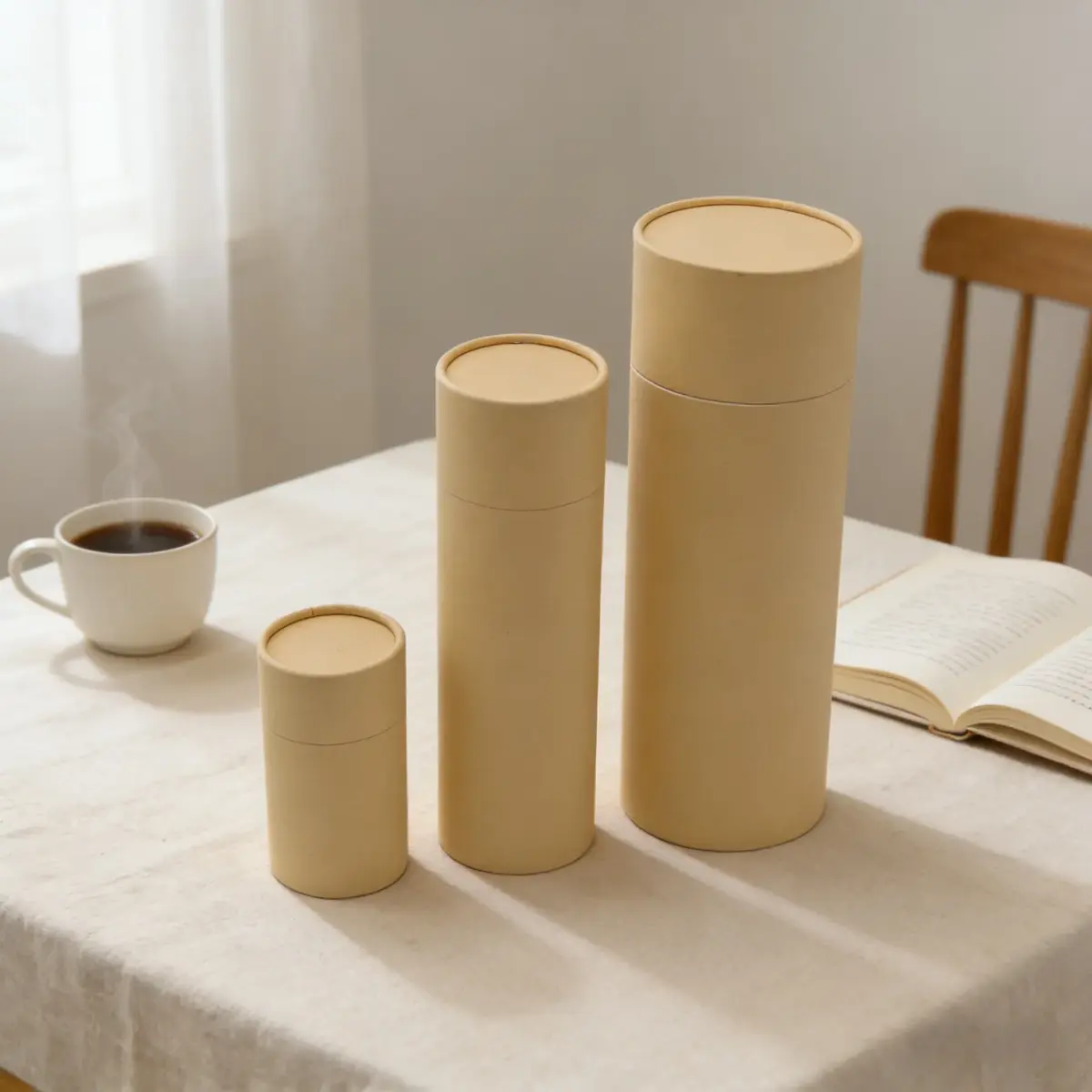 Boîte cylindrique carton kraft 1000 ml ø 7,5 x H 25 cm – Boîte ronde carton - Tube carton - Brun - Lot de 4 - Boites cloches-3