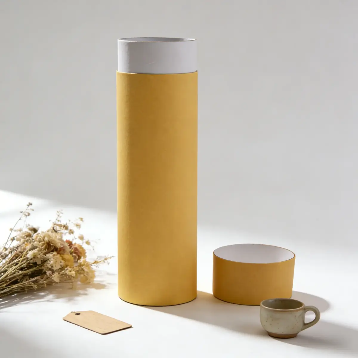 Boîte cylindrique carton kraft 1000 ml ø 7,5 x H 25 cm – Boîte ronde carton - Tube carton - Brun - Lot de 4 - Boites cloches-1