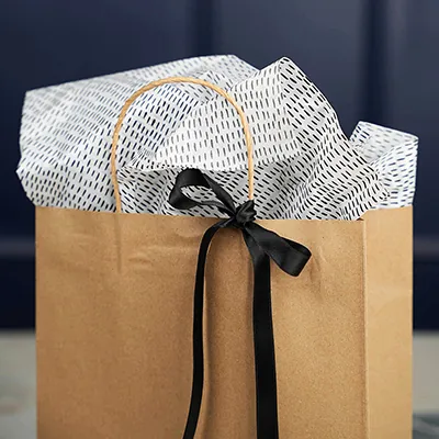 Papier de soie blanc motif traits noirs 50x70 cm – Paquet de 120 feuilles - Papiers de soie-2