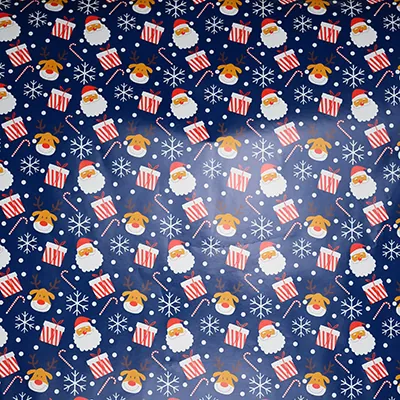 Papier cadeau Noël bleu marine motifs rouges et blancs 70 cm x 50 m 80 g/m² – Le rouleau - Papier cadeaux couchés à motifs