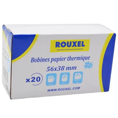 Bobine thermique - Rouleau TPE - Papier thermique 56 x ø 38 mm x L 18 m, mandrin 9,2 mm - Lot de 20 - Rouleaux TPE, Bobines thermiques-2