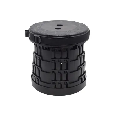 Tabouret télescopique pliant noir plastique Ø25cm H45cm, coussin intégré - Tabourets marchepieds-4