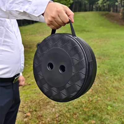 Tabouret télescopique pliant noir plastique Ø25cm H45cm, coussin intégré - Tabourets marchepieds-7