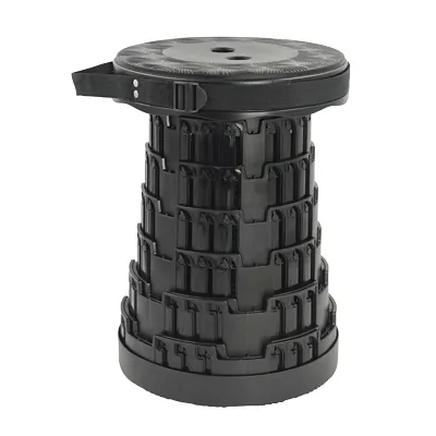 Tabouret télescopique pliant noir plastique Ø25cm H45cm, coussin intégré - Tabourets marchepieds-10