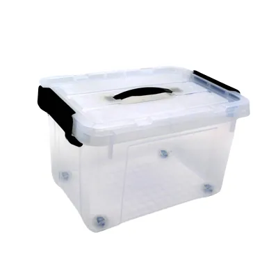 Bac de rangement translucide à roulettes 27L avec couvercle clipsable – 44x33x26,5cm - Bacs de rangement-1