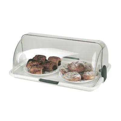 Boîte à pain transparente avec couvercle coulissant L 46,5 x P 31 x H 19,5 cm - Vitrines alimentaires