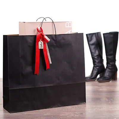 Sac kraft noir à poignées torsadées 55+15x49cm 120g/m² (x25) - Sacs kraft couleur poignées torsadées-1