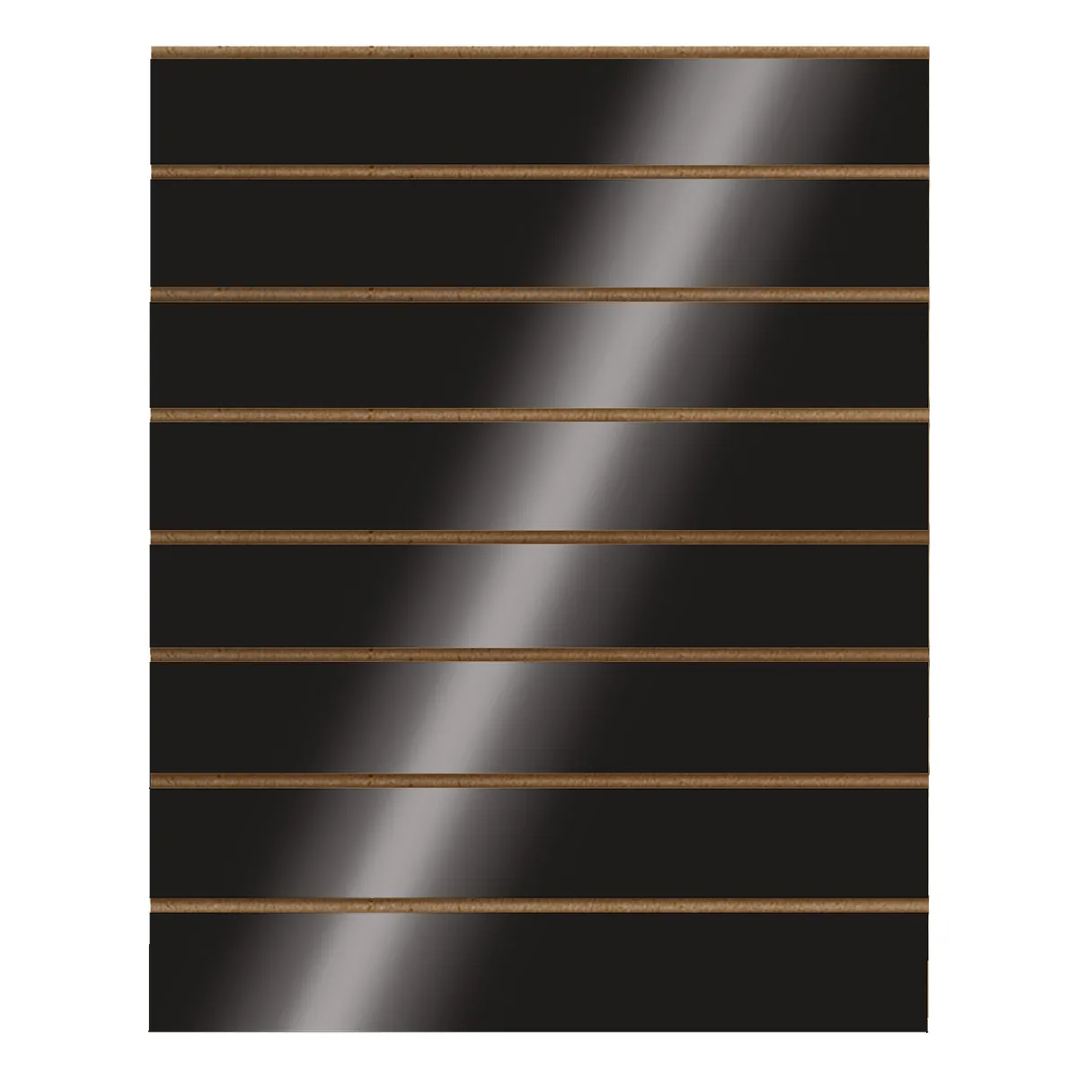 Panneau rainuré noir laqué brillant 96,2 x 120 cm - MDF 18mm - entraxe 15 cm - Panneaux rainurés