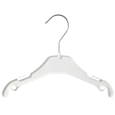 Cintre blanc plastique avec encoches et crochets 25 cm - Cintre pour bébé et enfant - Lot de 100 - Cintres plastique