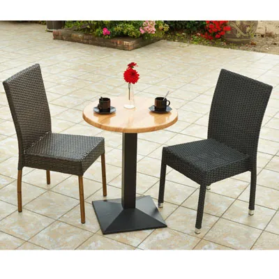 Chaise de terrasse tressée sans accoudoir polypropylène, noir - Chaises de terrasse-1